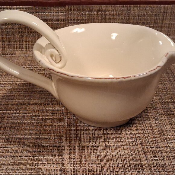 Vietri Crema Gravy Sauce Boat - Rustic Cream-Rare Find - Picture 4 of 9